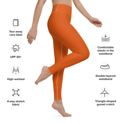 Michigan Upper Peninsula Yoga Leggings (w/ UP Outline) | Maple Leaf Orange