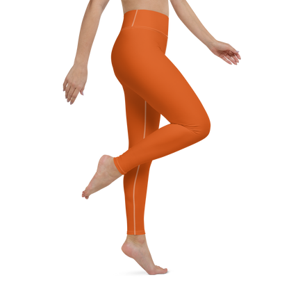 Michigan Upper Peninsula Yoga Leggings (w/ UP Outline) | Maple Leaf Orange