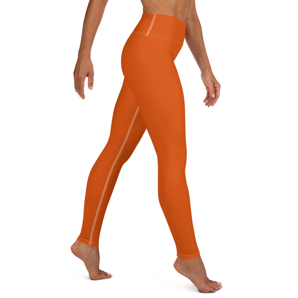 Michigan Upper Peninsula Yoga Leggings (w/ UP Outline) | Maple Leaf Orange