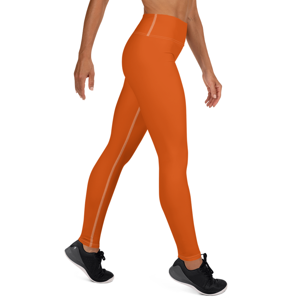 Michigan Upper Peninsula Yoga Leggings (w/ UP Outline) | Maple Leaf Orange