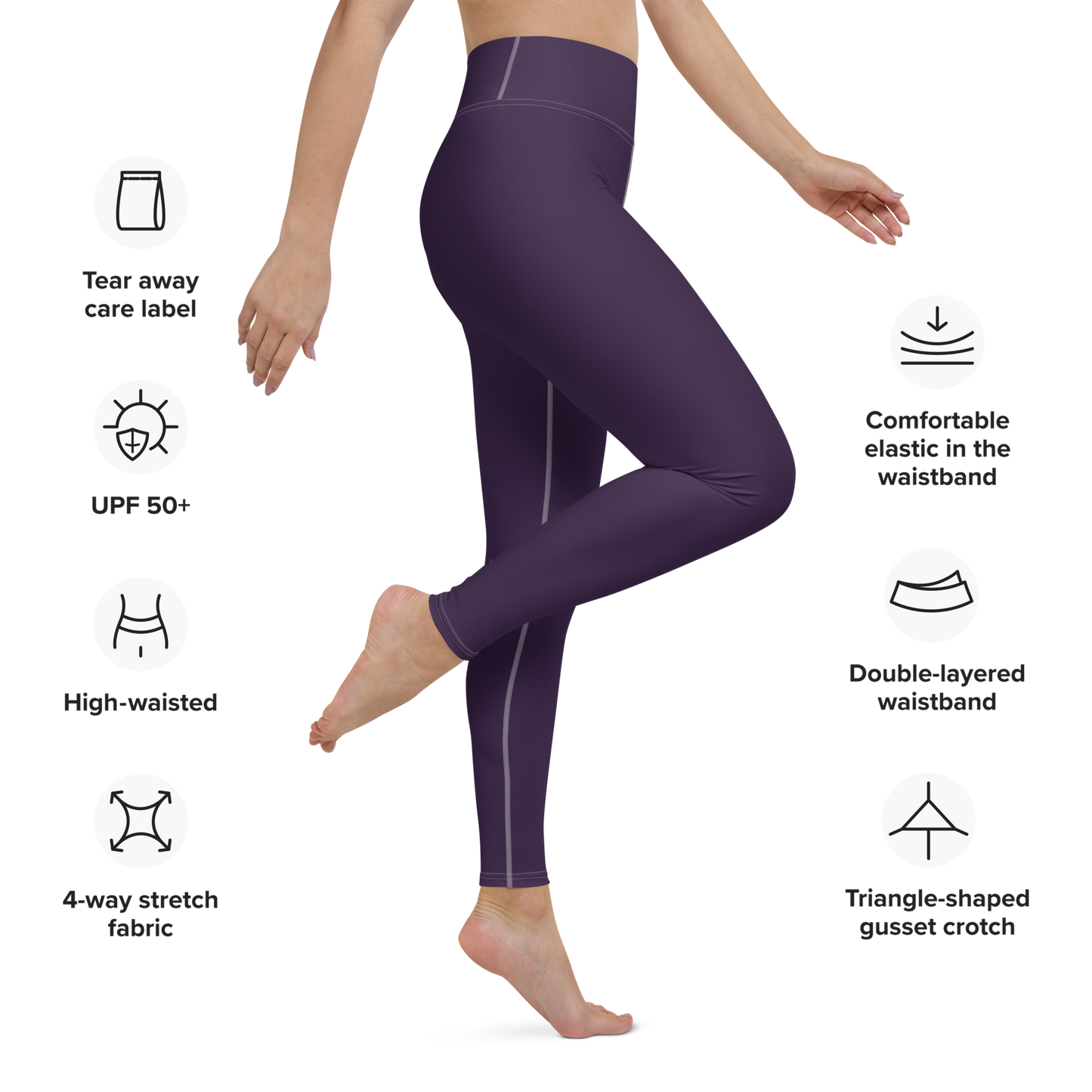 Michigan Upper Peninsula Yoga Leggings (w/ UP Outline) | Blackcurrant