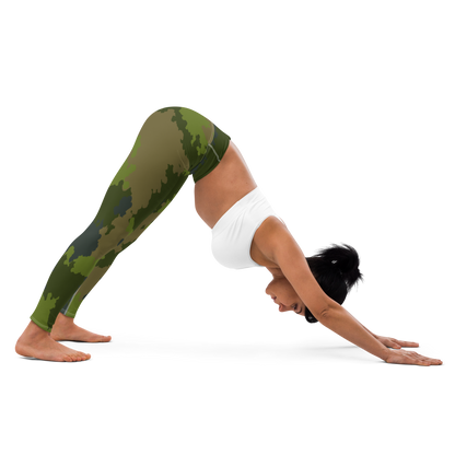 Michigan Upper Peninsula Yoga Leggings (w/ UP Outline) | Woodland Camo