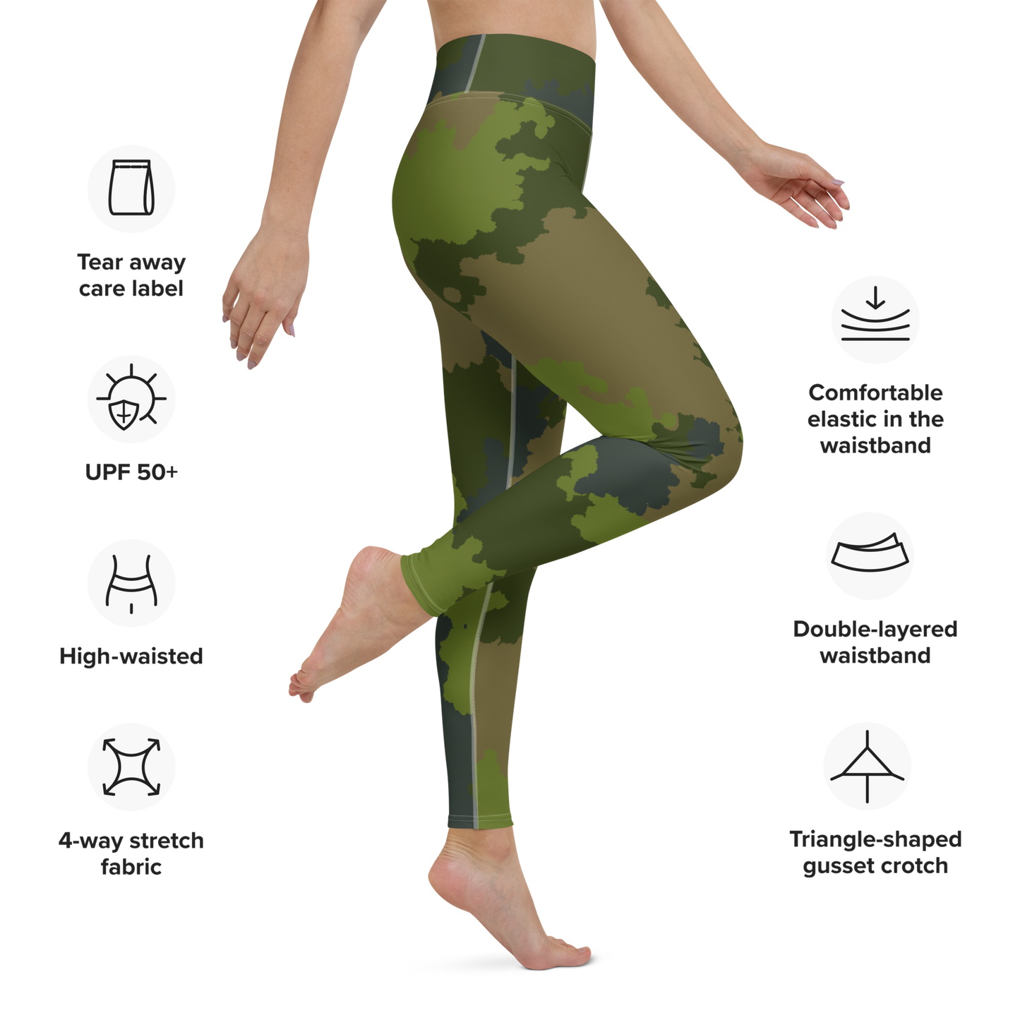 Michigan Upper Peninsula Yoga Leggings (w/ UP Outline) | Woodland Camo