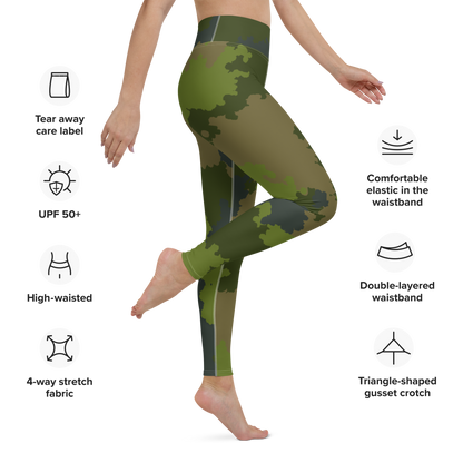 Michigan Upper Peninsula Yoga Leggings (w/ UP Outline) | Woodland Camo