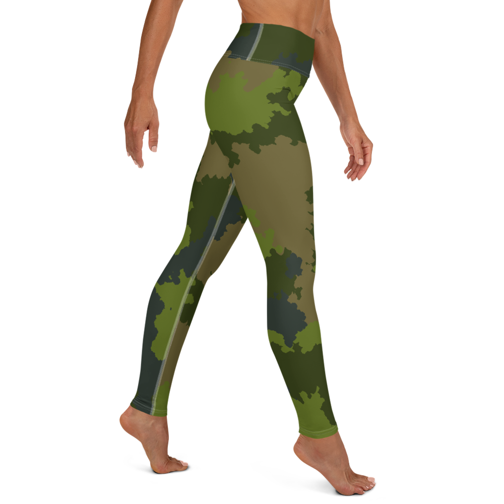 Michigan Upper Peninsula Yoga Leggings (w/ UP Outline) | Woodland Camo