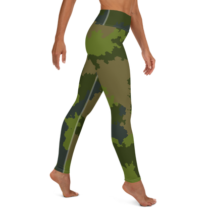 Michigan Upper Peninsula Yoga Leggings (w/ UP Outline) | Woodland Camo