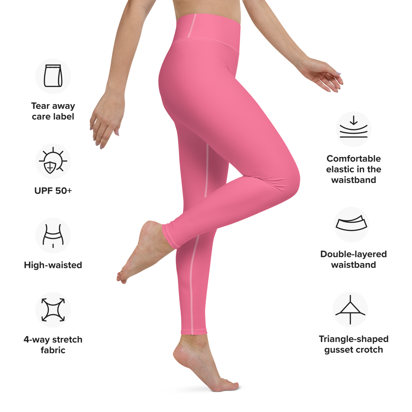 Michigan Upper Peninsula Yoga Leggings (w/ UP Outline) | Rhodochrosite Pink