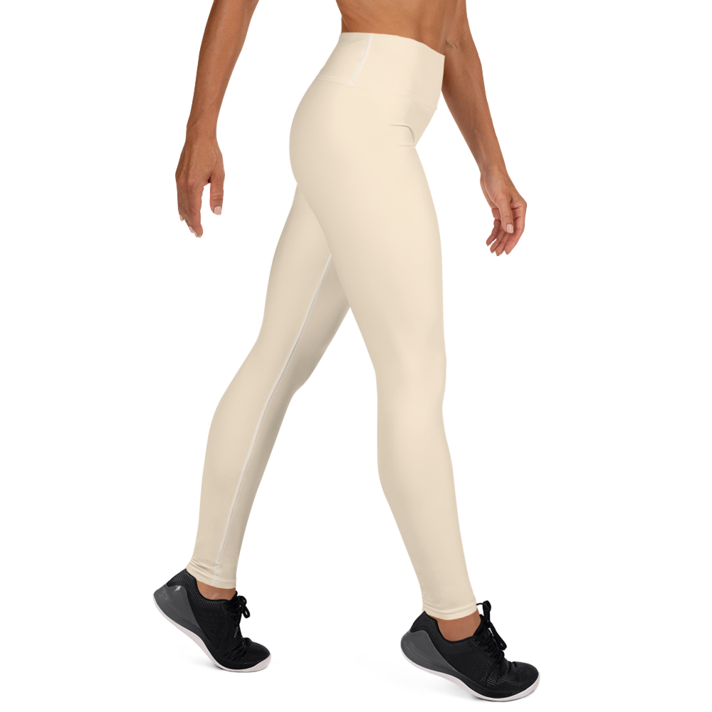 Michigan Upper Peninsula Yoga Leggings (w/ UP Outline) | Champagne White