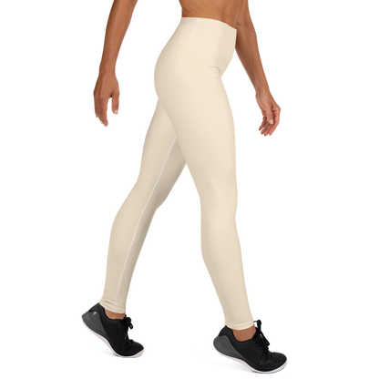 Michigan Upper Peninsula Yoga Leggings (w/ UP Outline) | Champagne White