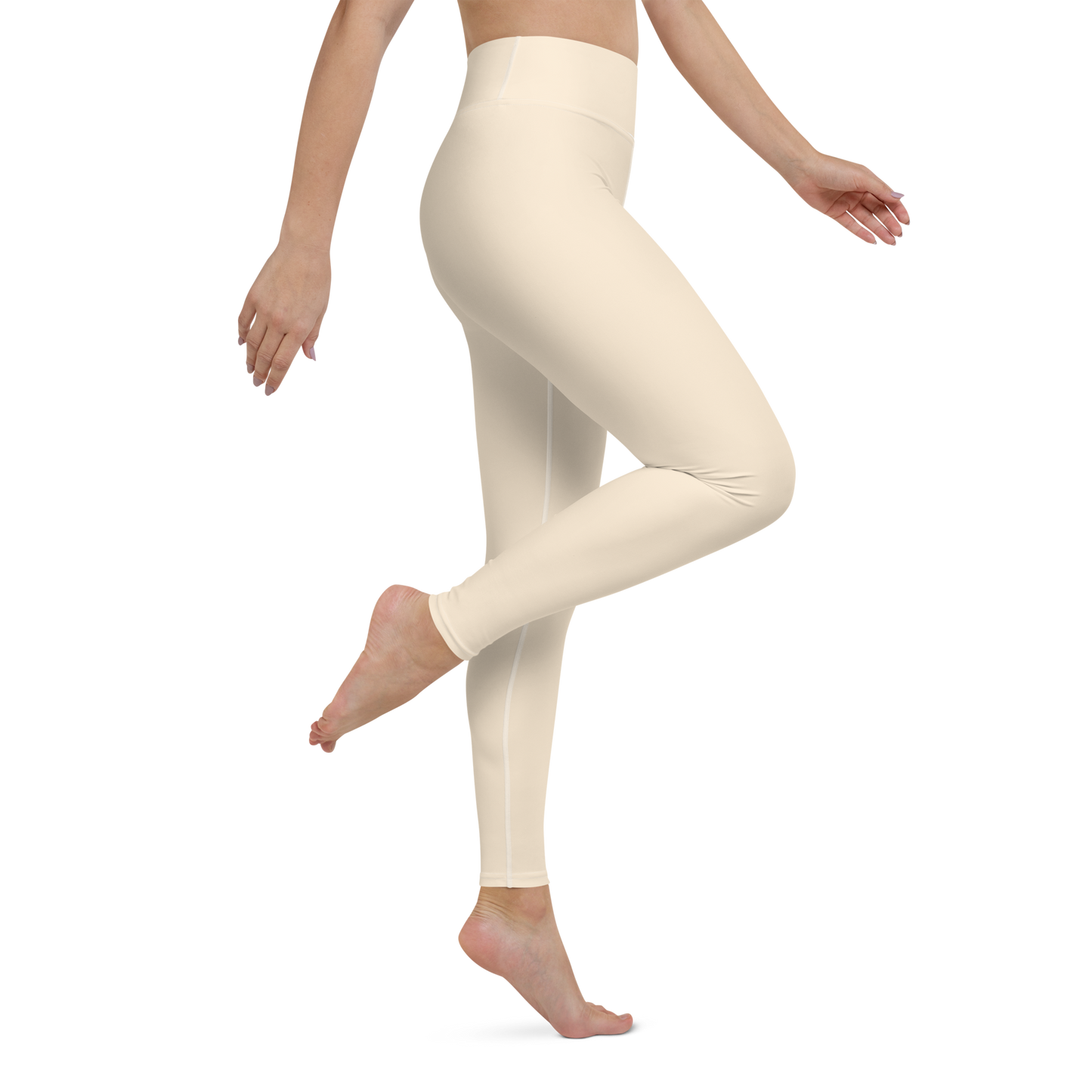 Michigan Upper Peninsula Yoga Leggings (w/ UP Outline) | Champagne White