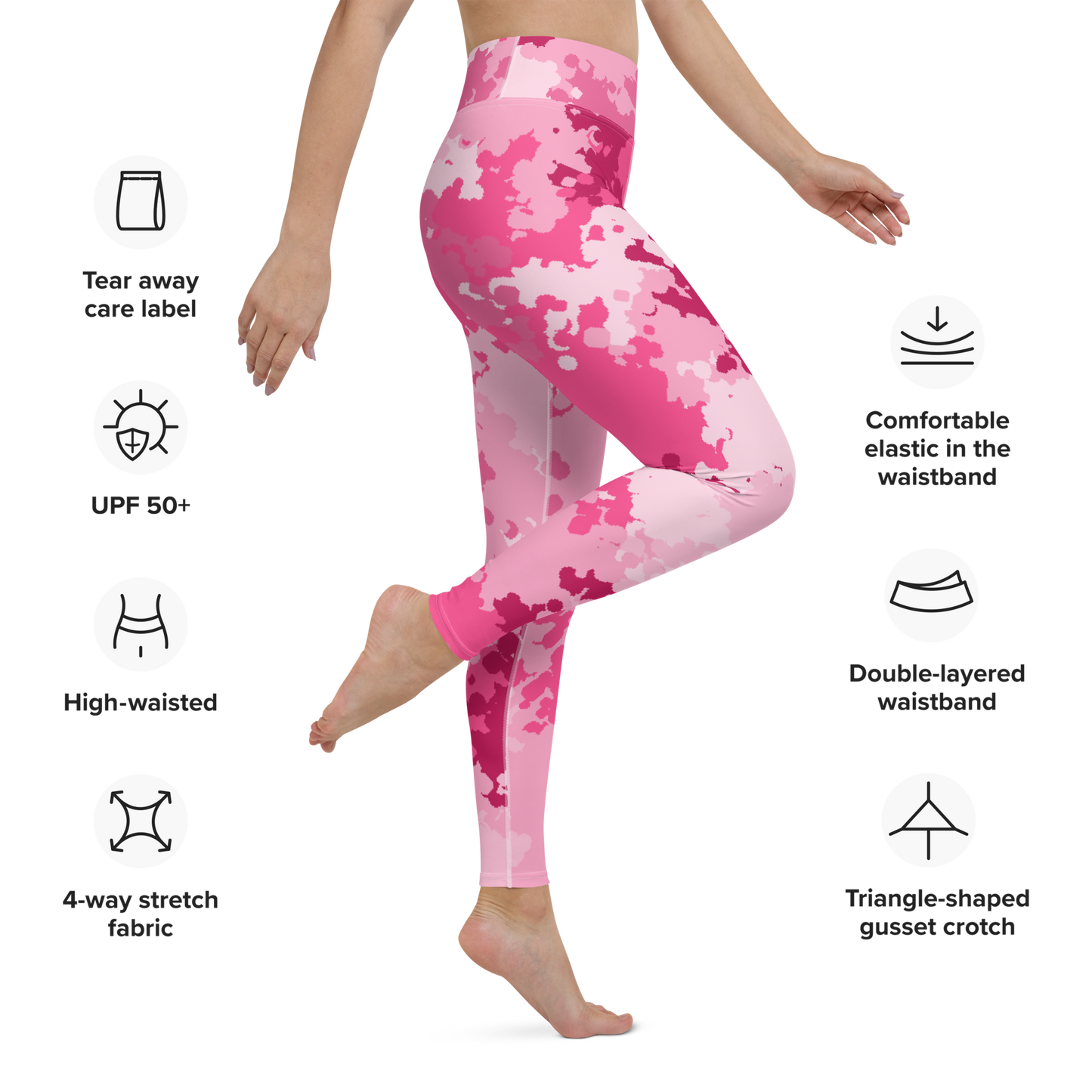 Michigan Upper Peninsula Yoga Leggings (w/ UP USA Flag) | Pink Camo