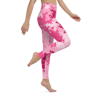 Michigan Upper Peninsula Yoga Leggings (w/ UP USA Flag) | Pink Camo