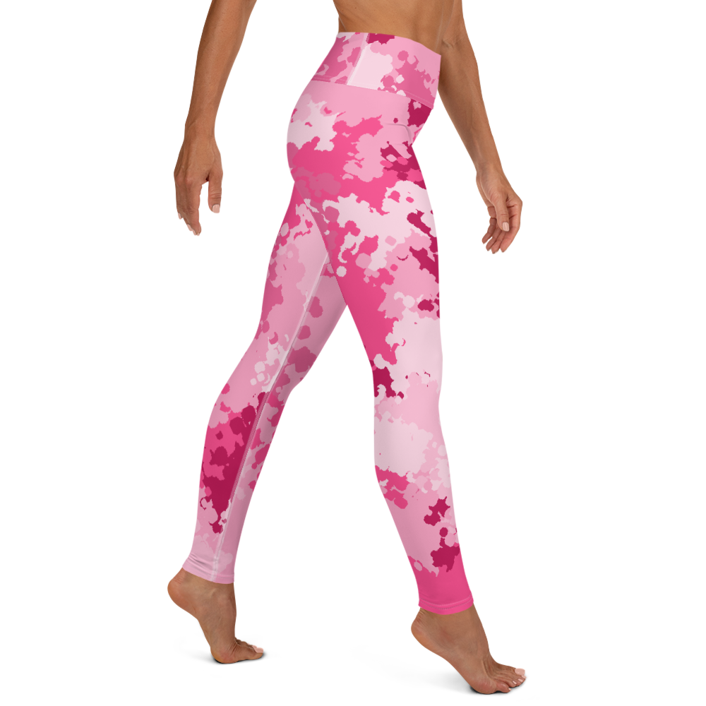 Michigan Upper Peninsula Yoga Leggings (w/ UP USA Flag) | Pink Camo