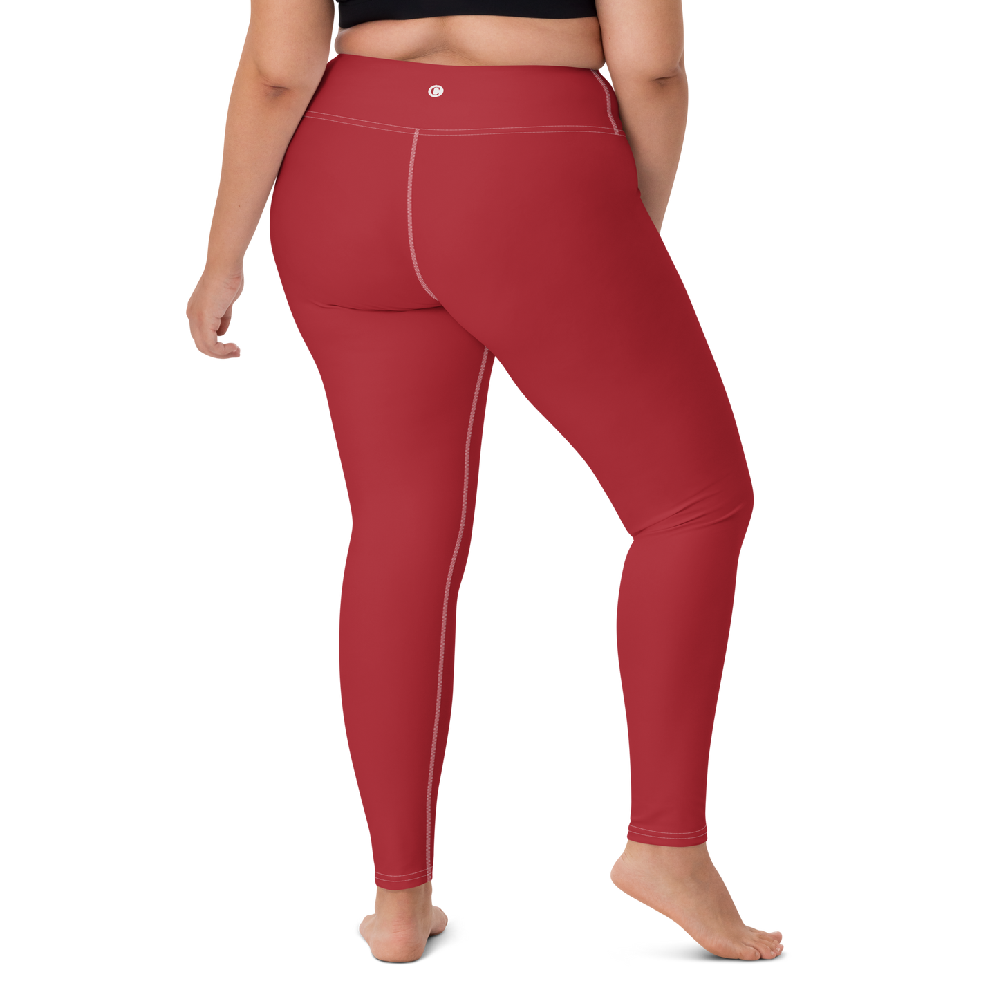 Michigan Upper Peninsula Yoga Leggings (w/ UP Outline) | Thimbleberry Red