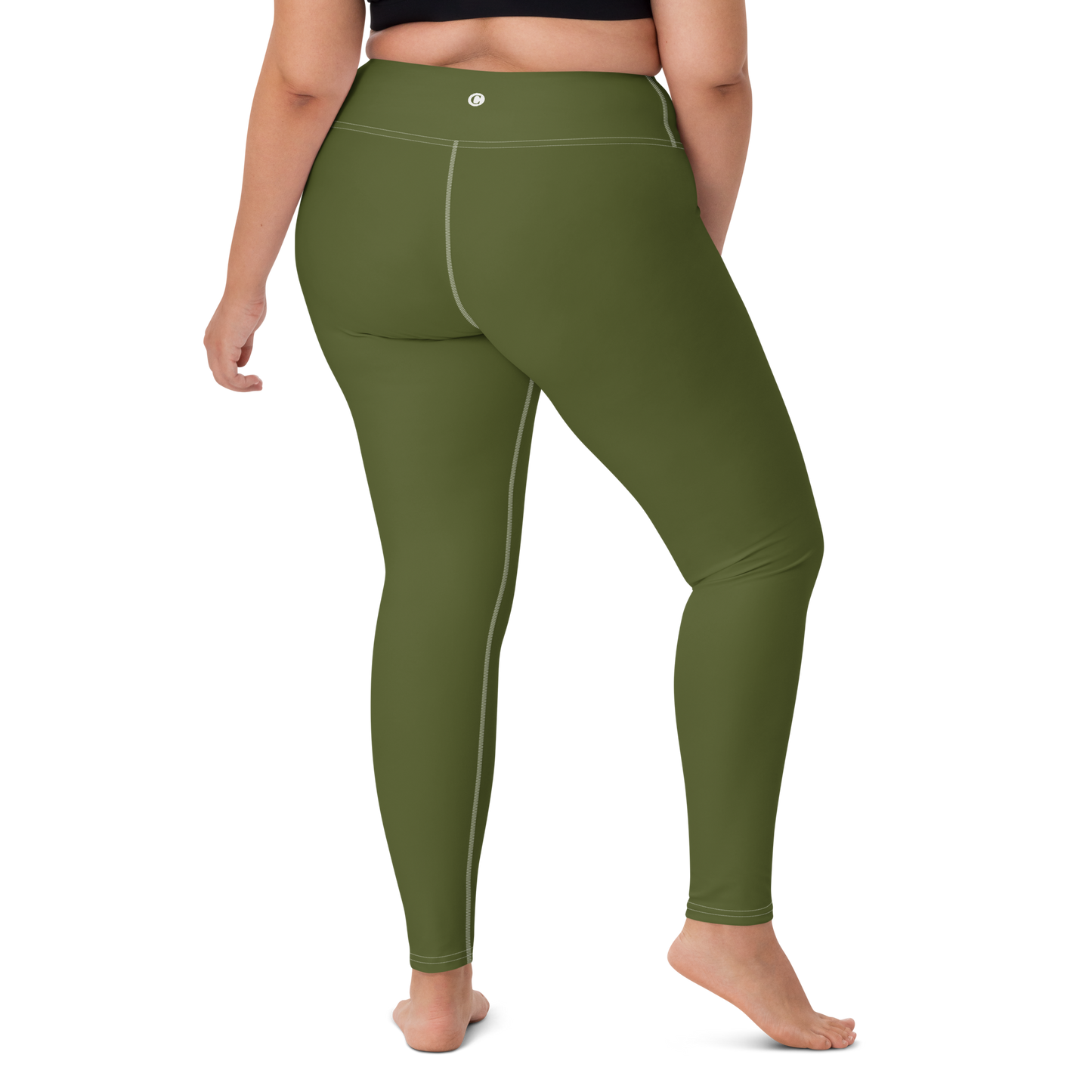 Michigan Upper Peninsula Yoga Leggings (w/ UP Outline) | Army Green