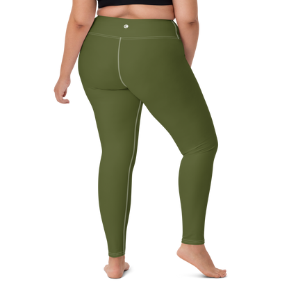 Michigan Upper Peninsula Yoga Leggings (w/ UP Outline) | Army Green