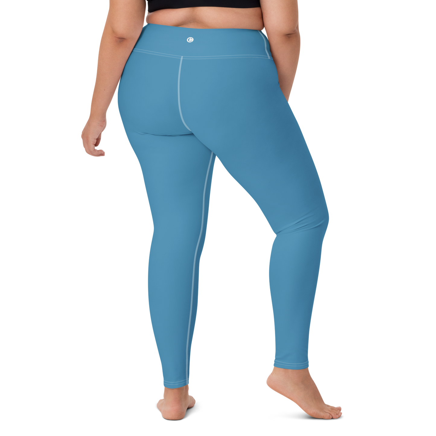 Michigan Upper Peninsula Yoga Leggings (w/ UP Outline) | Lake Michigan Blue