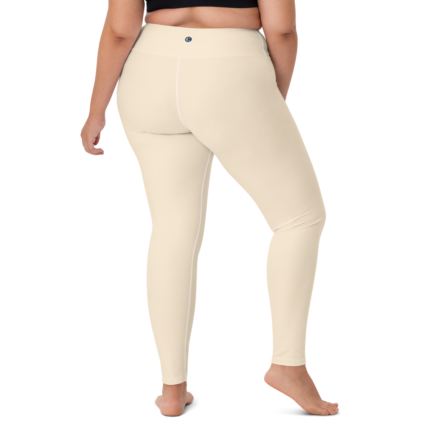 Michigan Upper Peninsula Yoga Leggings (w/ UP Outline) | Champagne White