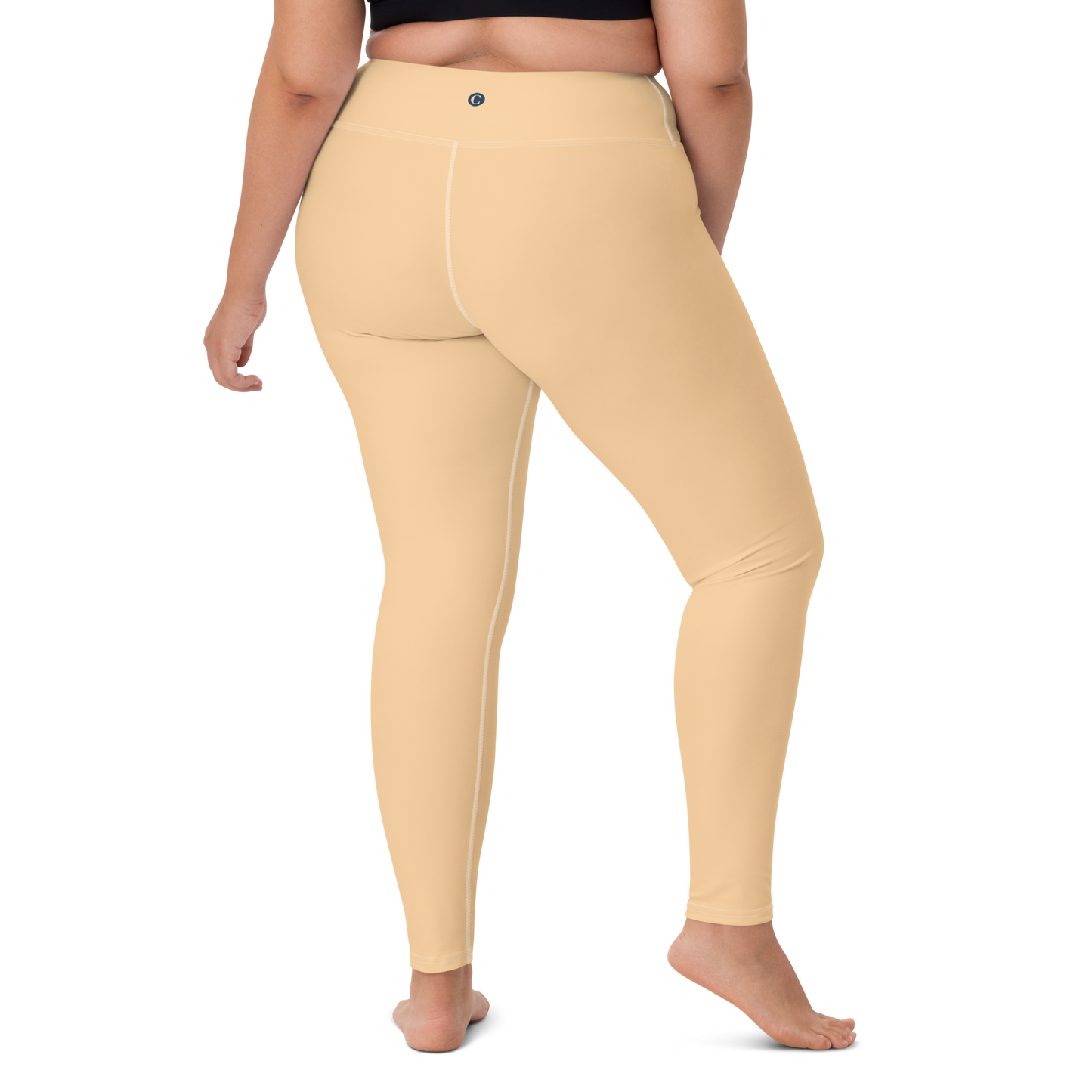 Michigan Upper Peninsula Yoga Leggings (w/ UP Outline) | Pale Apricot