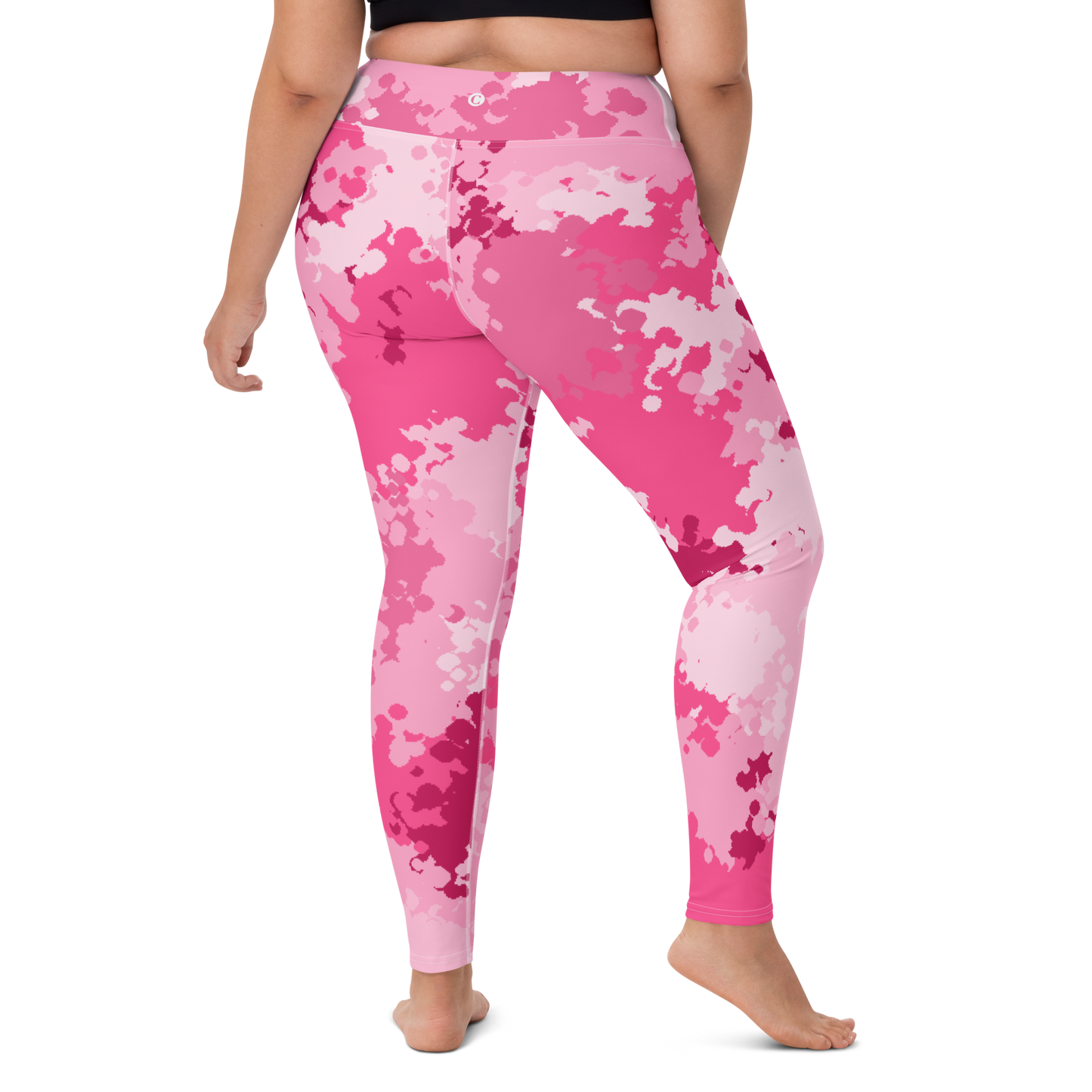 Michigan Upper Peninsula Yoga Leggings (w/ UP USA Flag) | Pink Camo