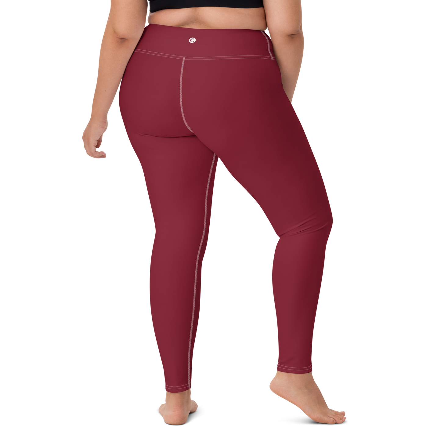 Michigan Upper Peninsula Yoga Leggings (w/ UP USA Flag) | Burgandy