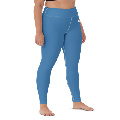 Michigan Upper Peninsula Yoga Leggings (w/ UP Outline) | Lake Superior Blue