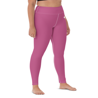 Michigan Upper Peninsula Yoga Leggings (w/ UP Outline) | Apple Blossom Pink