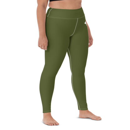 Michigan Upper Peninsula Yoga Leggings (w/ UP Outline) | Army Green