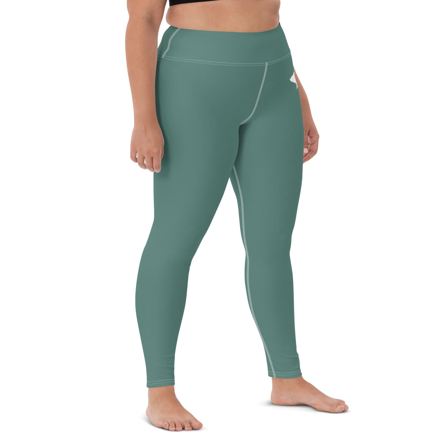 Michigan Upper Peninsula Yoga Leggings (w/ UP Outline) | Copper Green