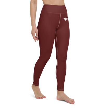 Michigan Upper Peninsula Yoga Leggings (w/ UP Outline) | Cherrywood Color