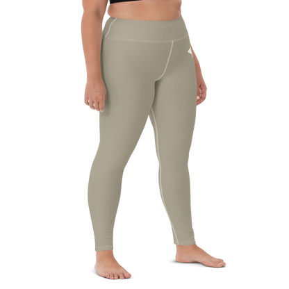 Michigan Upper Peninsula Yoga Leggings (w/ UP Outline) | Petoskey Stone Beige