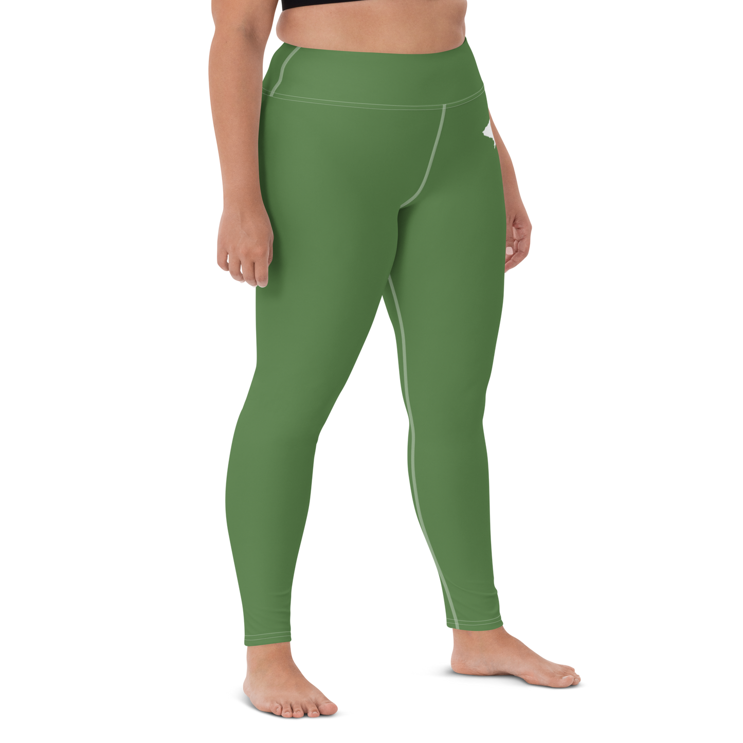 Michigan Upper Peninsula Yoga Leggings (w/ UP Outline) | Pine Green