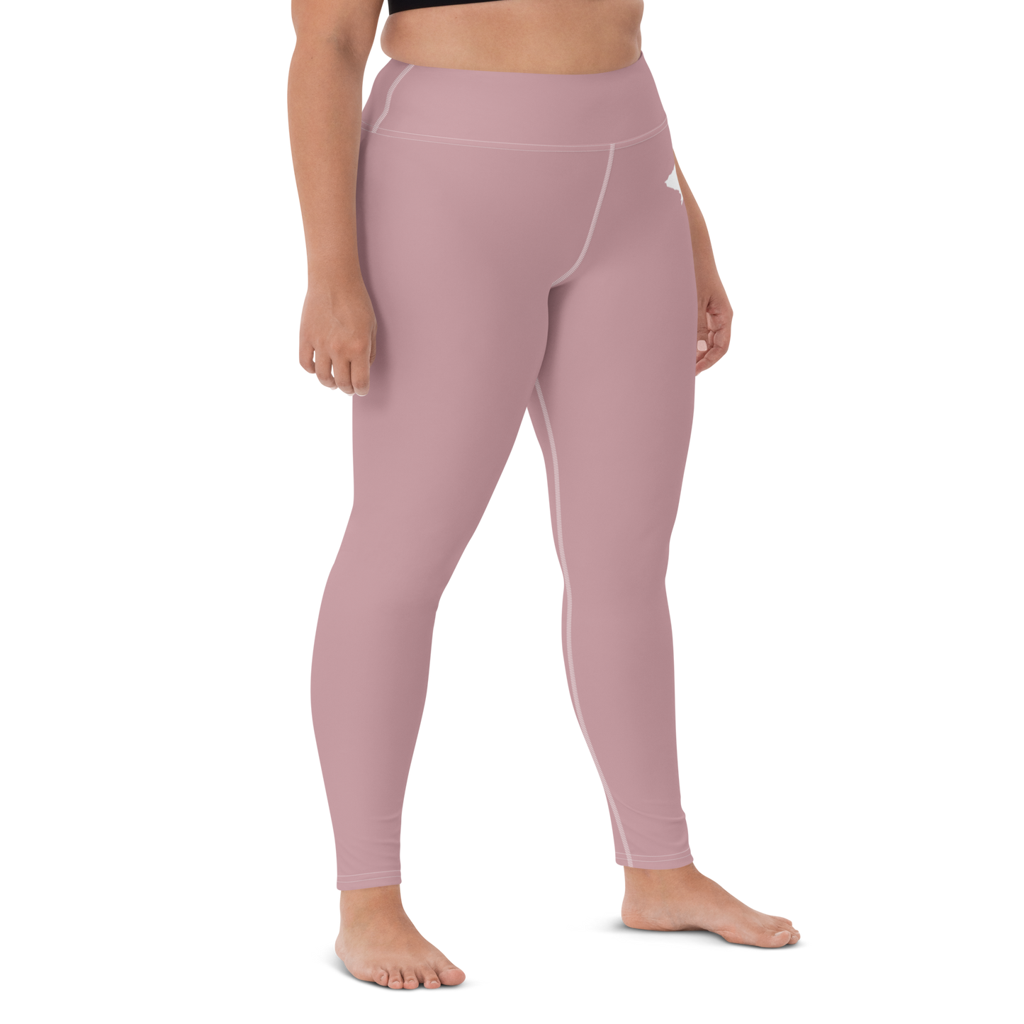 Michigan Upper Peninsula Yoga Leggings (w/ UP Outline) | Cherry Blossom Pink