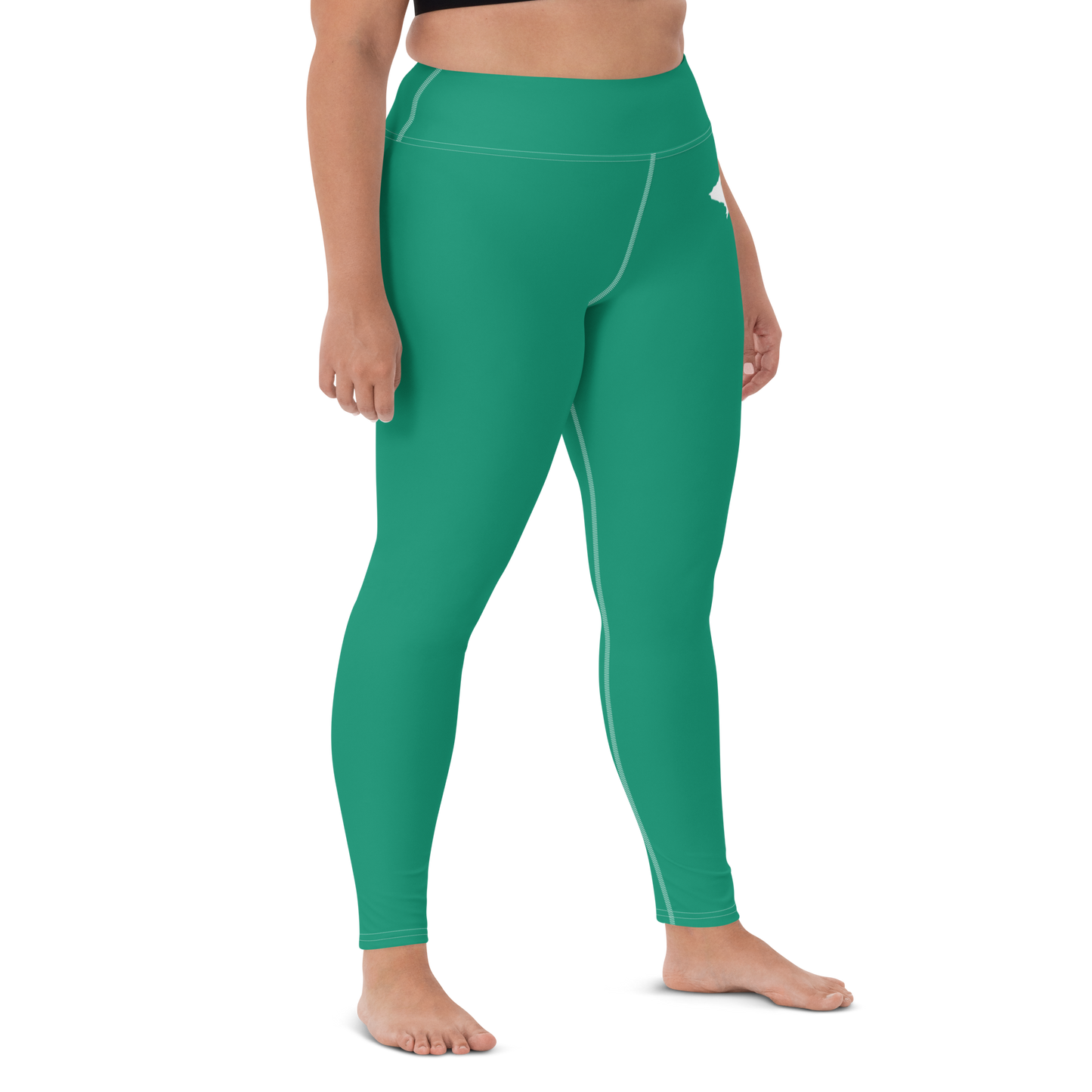 Michigan Upper Peninsula Yoga Leggings (w/ UP Outline) | Emerald Green