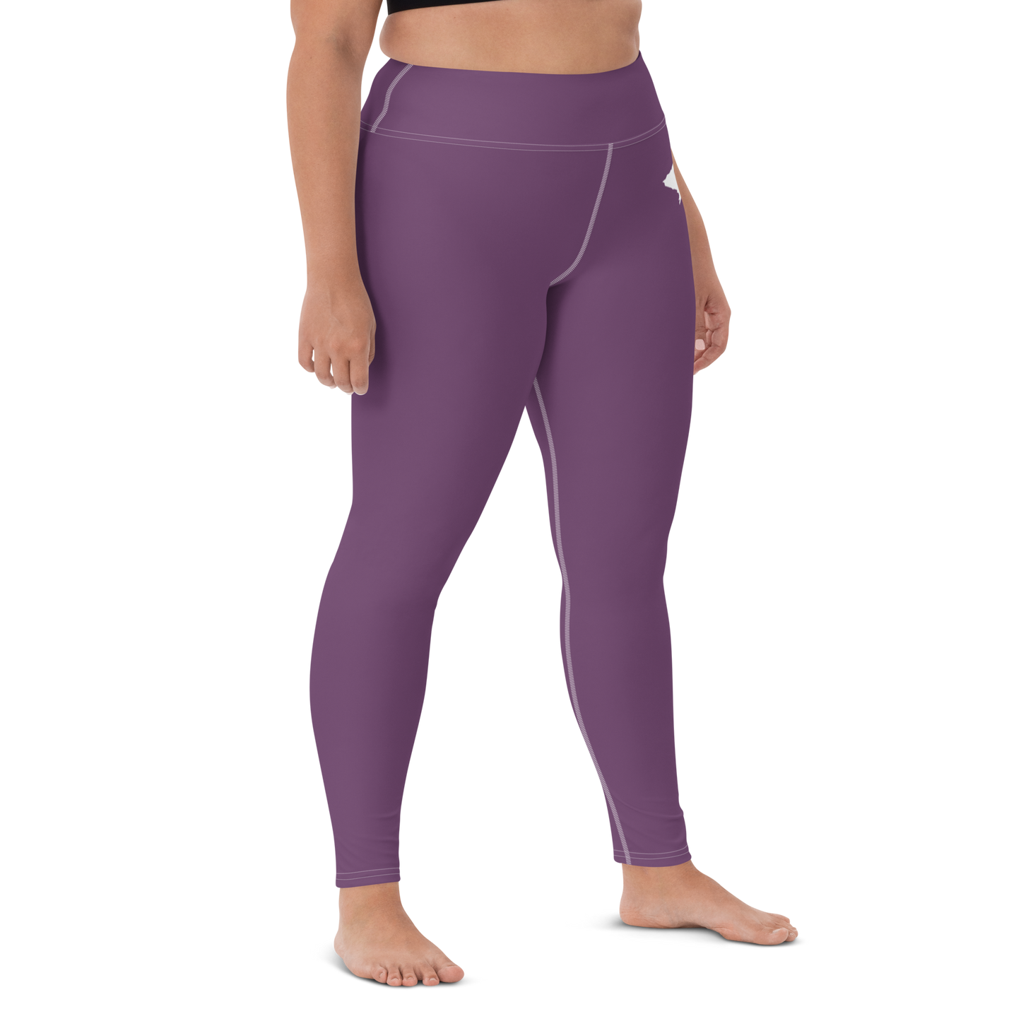 Michigan Upper Peninsula Yoga Leggings (w/ UP Outline) | Plum