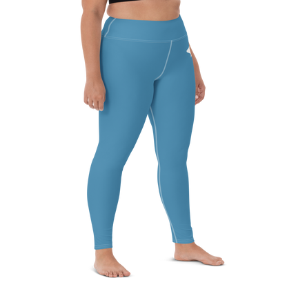 Michigan Upper Peninsula Yoga Leggings (w/ UP Outline) | Lake Michigan Blue