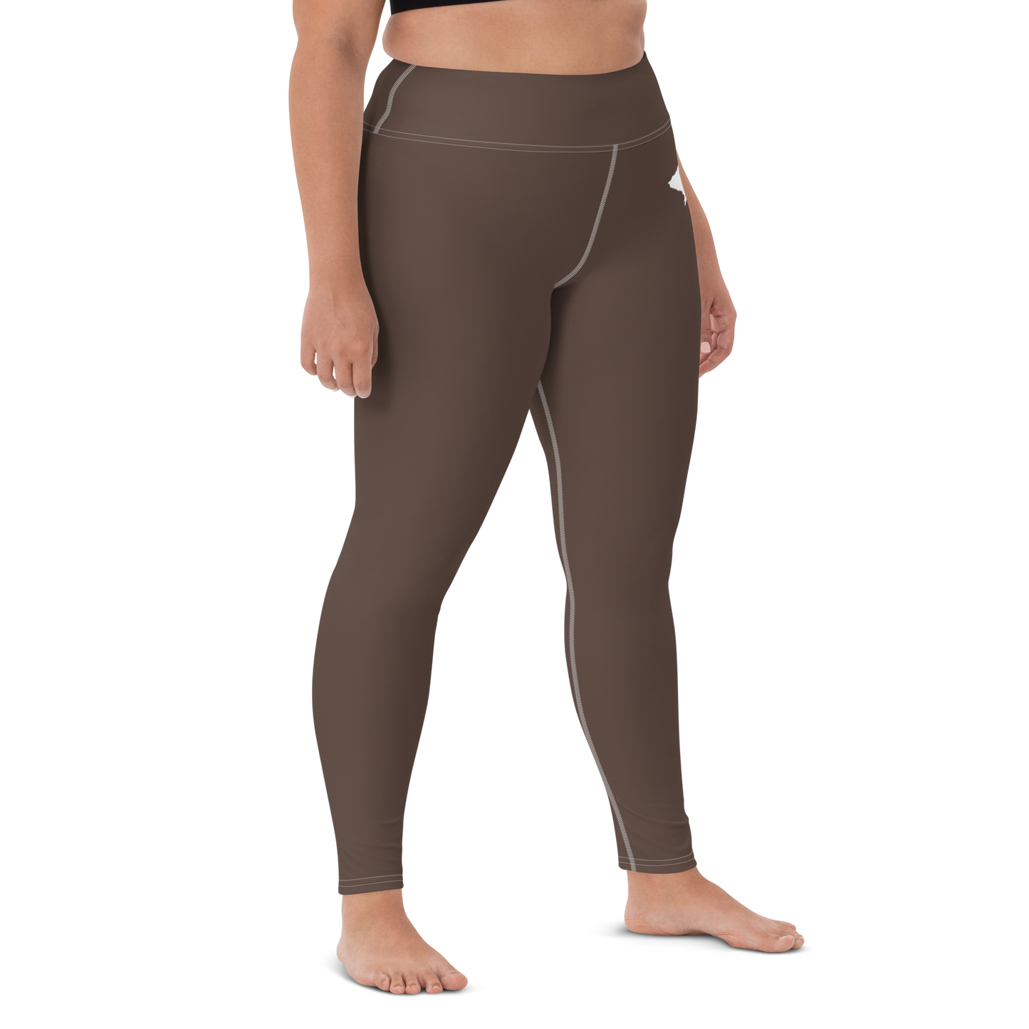 Michigan Upper Peninsula Yoga Leggings (w/ UP Outline) | Hickory Color