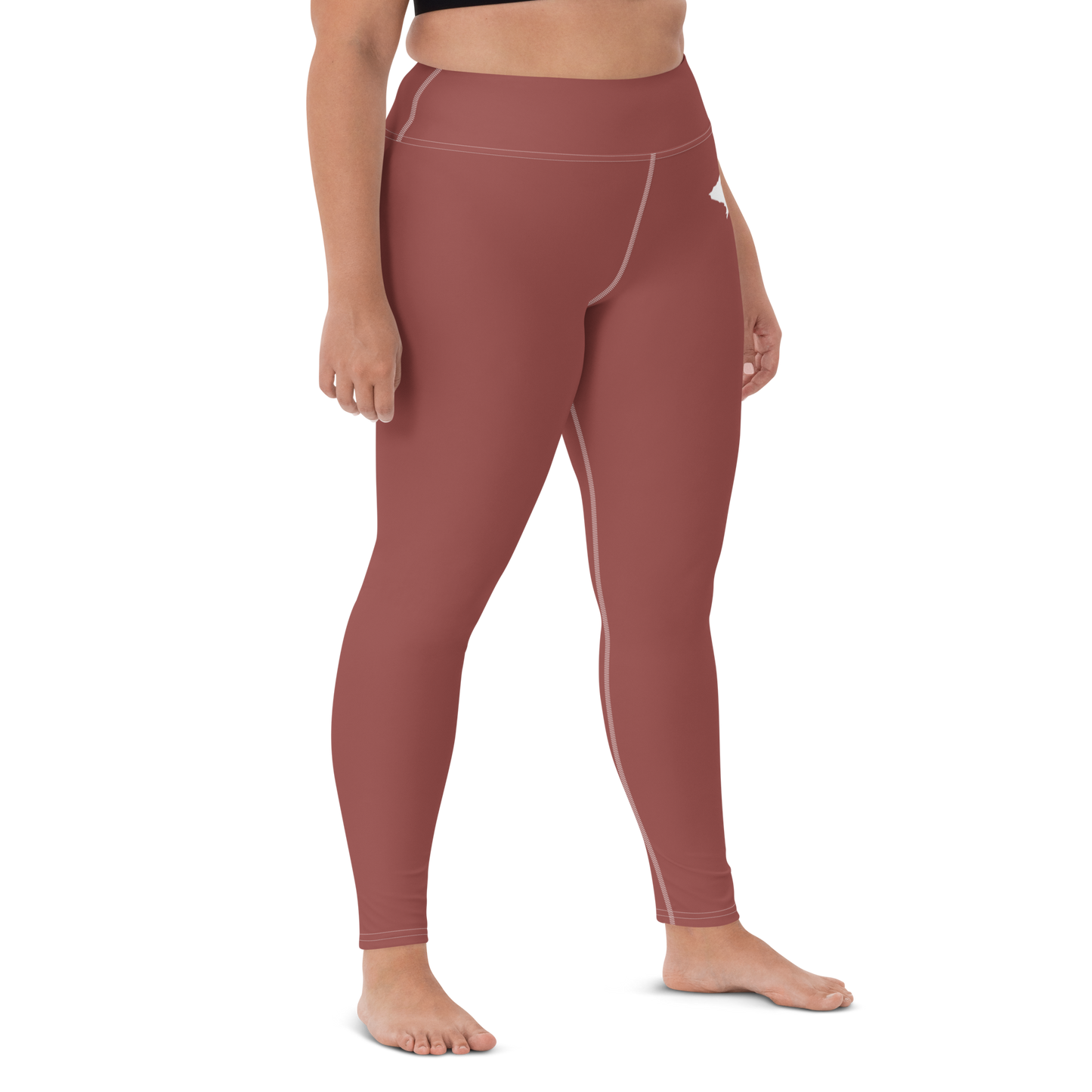 Michigan Upper Peninsula Yoga Leggings (w/ UP Outline) | Ore Dock Red