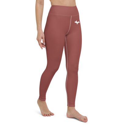 Michigan Upper Peninsula Yoga Leggings (w/ UP Outline) | Ore Dock Red