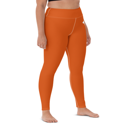 Michigan Upper Peninsula Yoga Leggings (w/ UP Outline) | Maple Leaf Orange