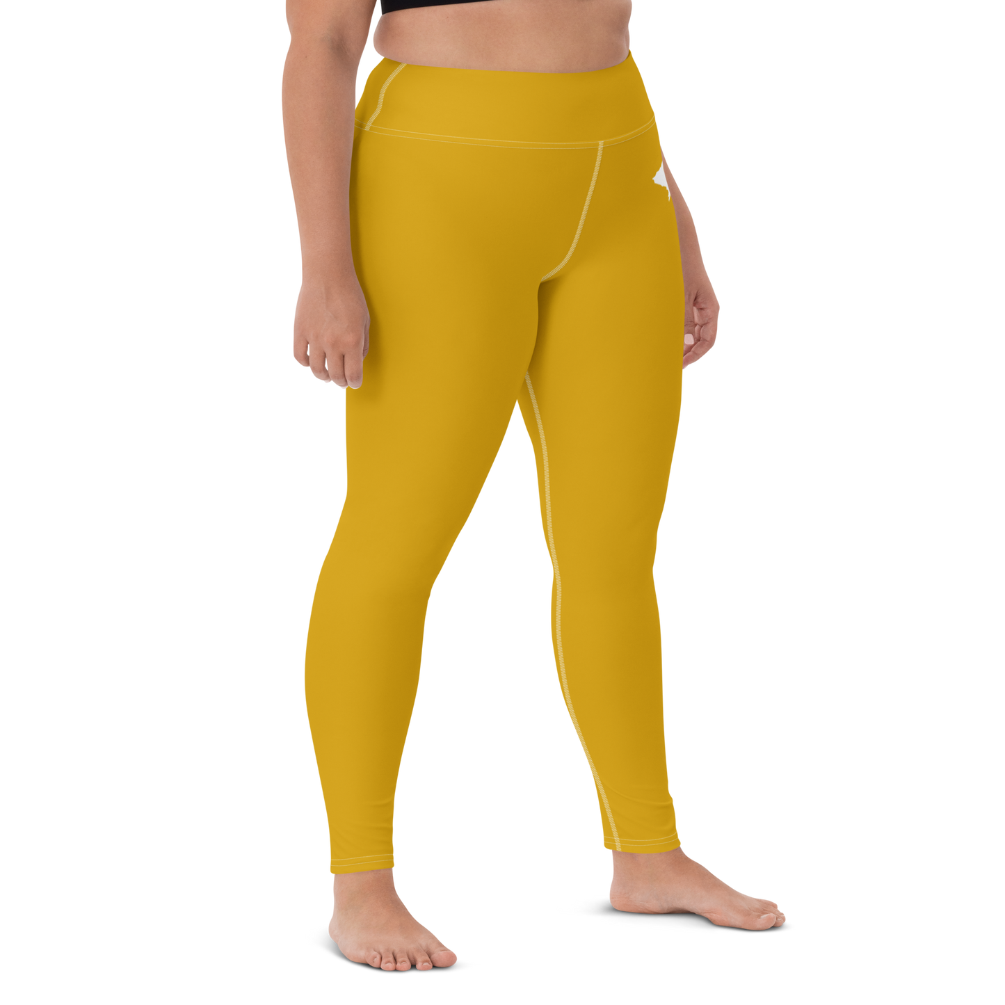 Michigan Upper Peninsula Yoga Leggings (w/ UP Outline) | Gold