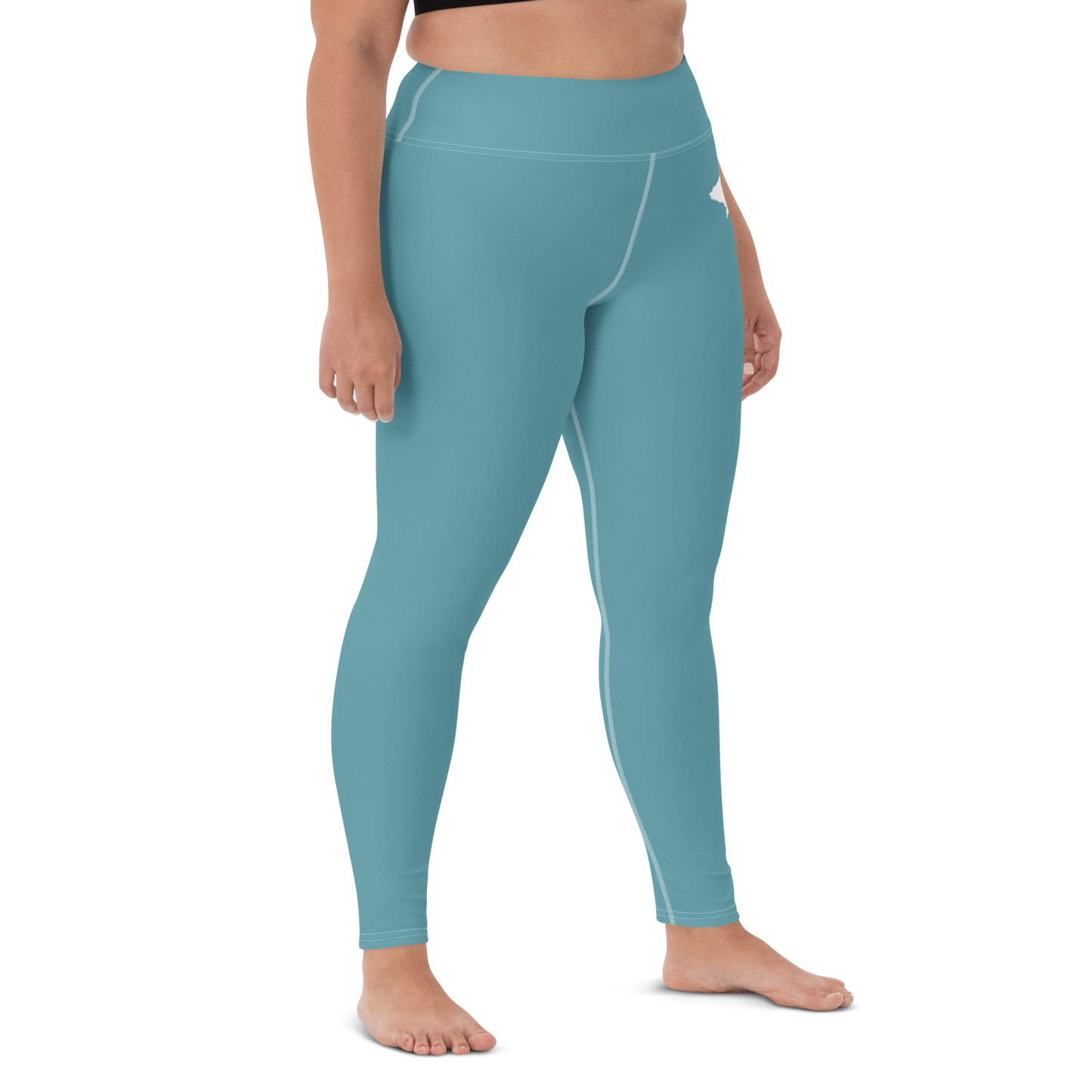 Michigan Upper Peninsula Yoga Leggings (w/ UP Outline) | Lake Huron Blue