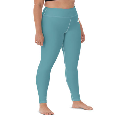 Michigan Upper Peninsula Yoga Leggings (w/ UP Outline) | Lake Huron Blue