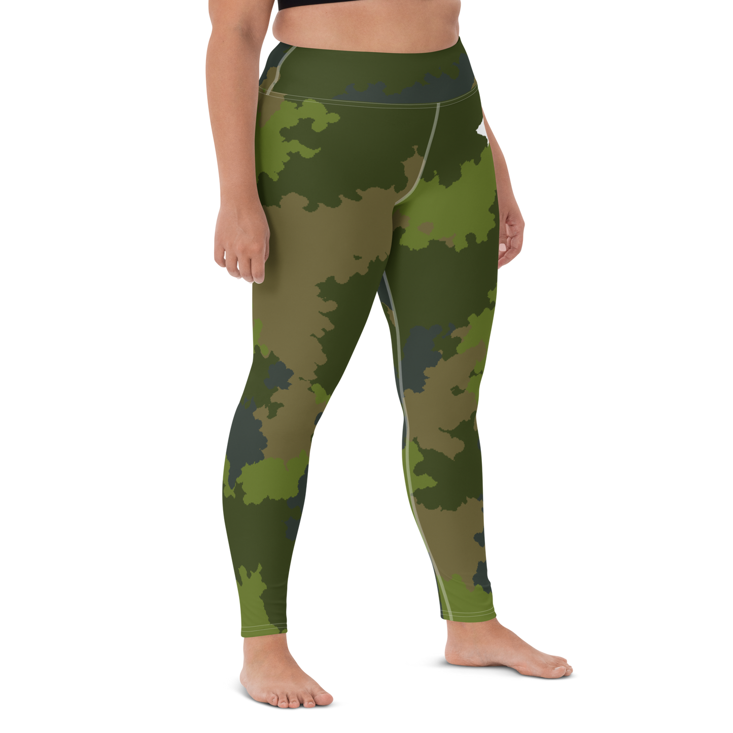 Michigan Upper Peninsula Yoga Leggings (w/ UP Outline) | Woodland Camo