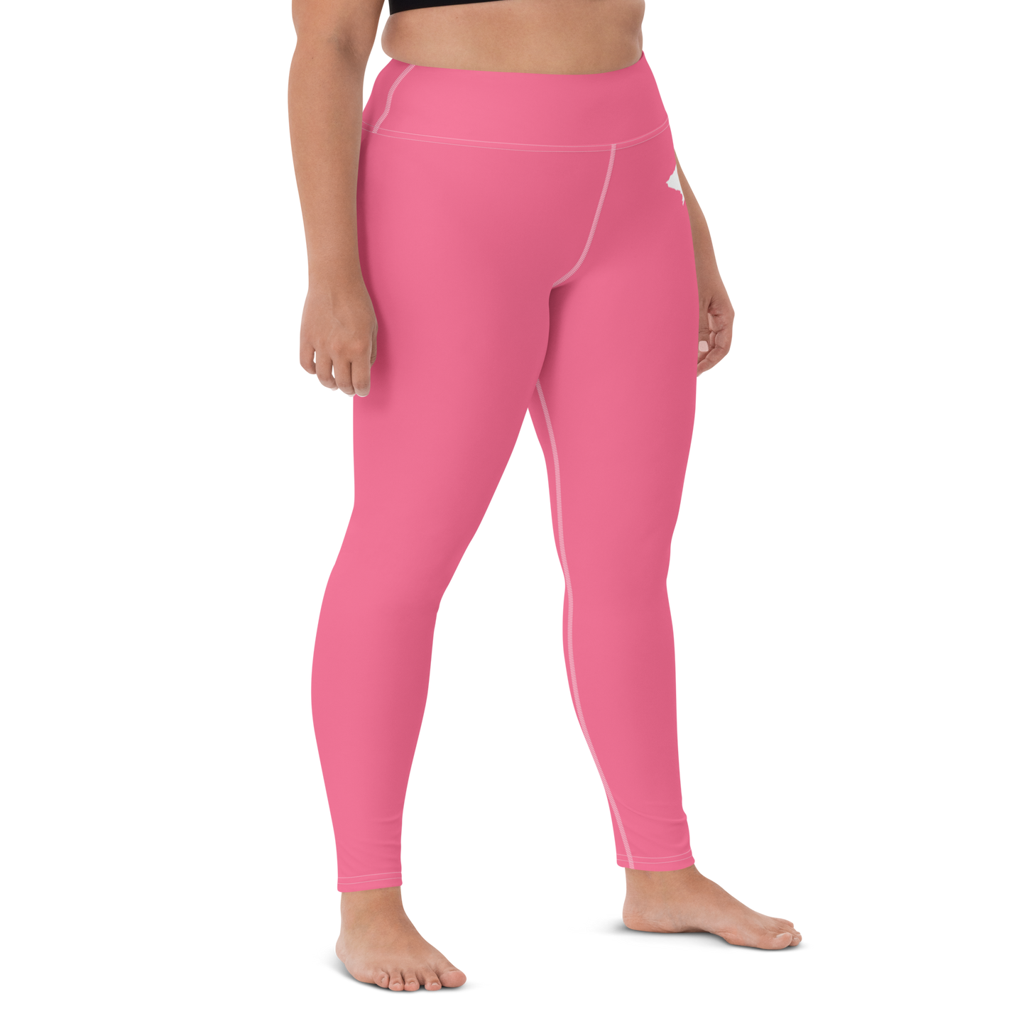 Michigan Upper Peninsula Yoga Leggings (w/ UP Outline) | Rhodochrosite Pink