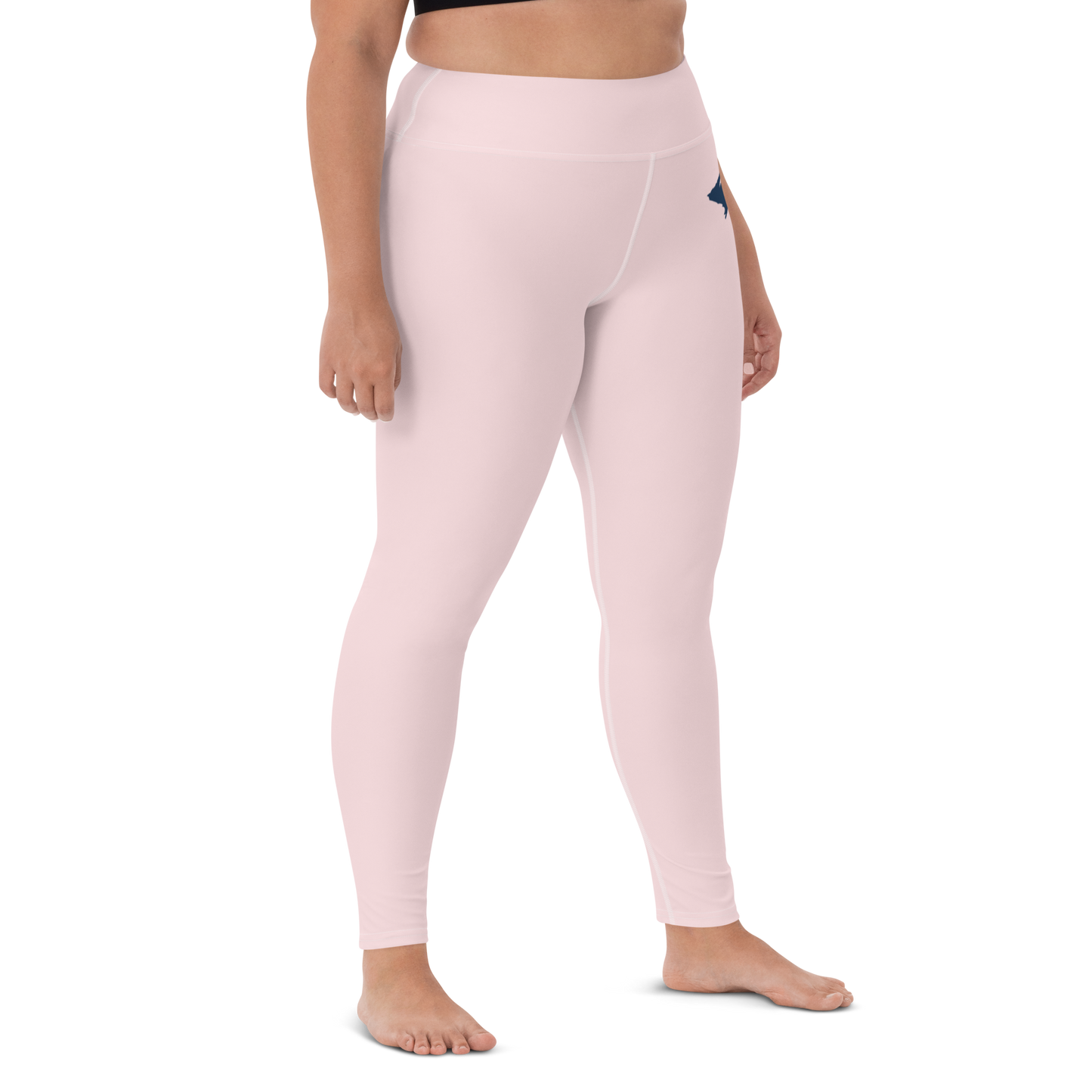 Michigan Upper Peninsula Yoga Leggings (w/ UP Outline) | Pale Pink