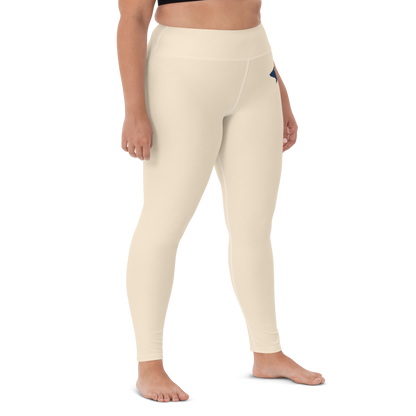 Michigan Upper Peninsula Yoga Leggings (w/ UP Outline) | Champagne White