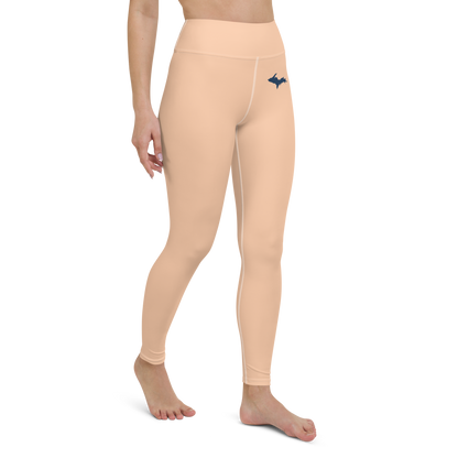 Michigan Upper Peninsula Yoga Leggings (w/ UP Outline) | Peach