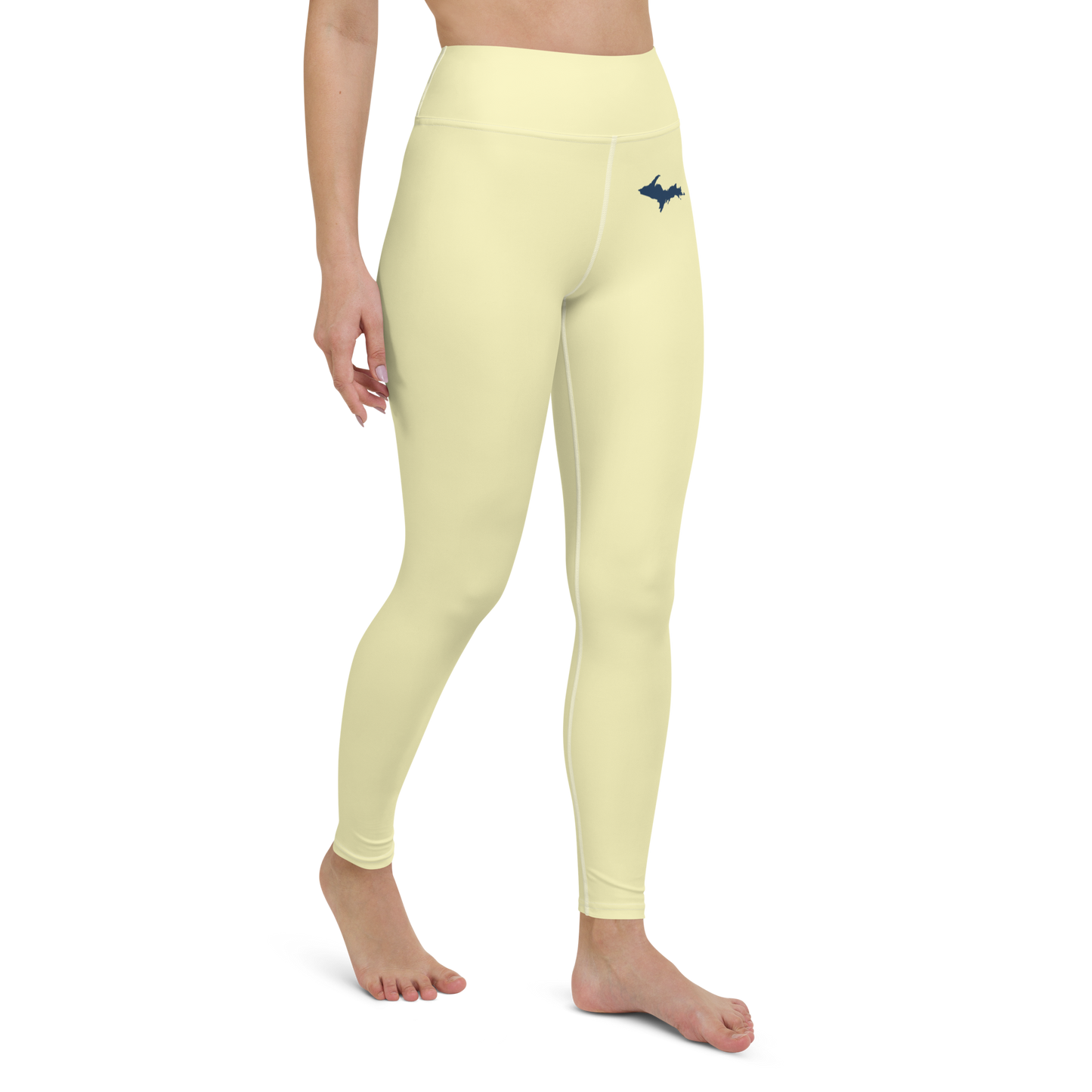 Michigan Upper Peninsula Yoga Leggings (w/ UP Outline) | Canary Yellow