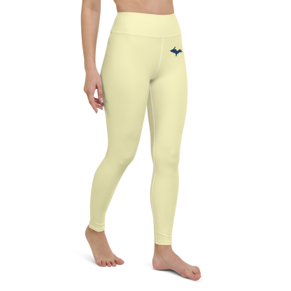 Michigan Upper Peninsula Yoga Leggings (w/ UP Outline) | Canary Yellow